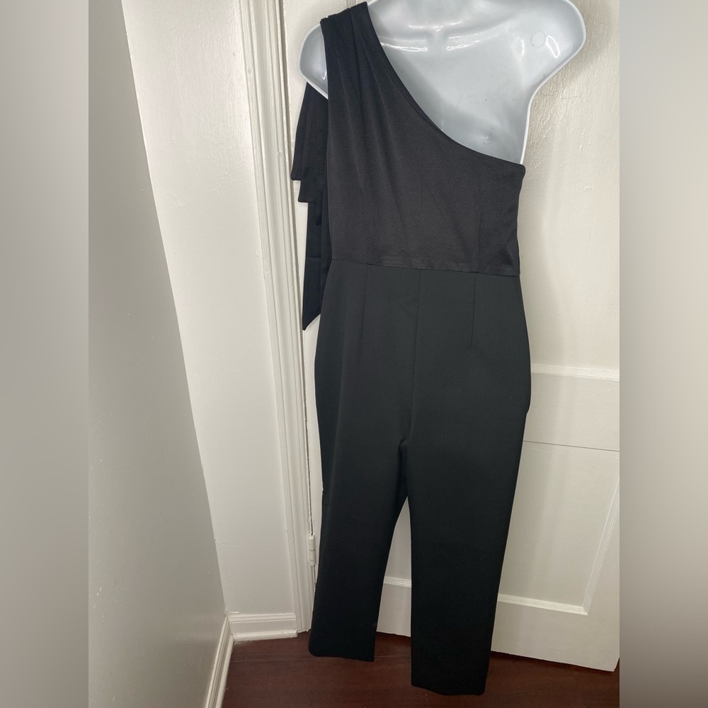 TED BAKER NWT Orliie Bow Trim One Shoulder Black Jumpsuit - Picture 8 of 15